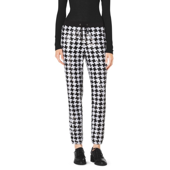 MICHAEL Michael Kora Sequined Houndstooth Jogging Pants